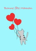 Chat joyeux avec des coeurs pour Maman